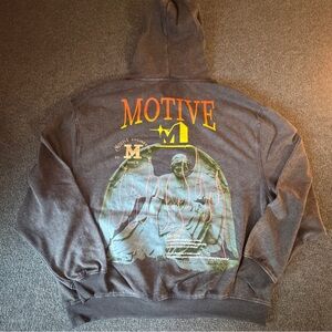 Motive Denim Gray Graphic Hoodie for Men Size Large